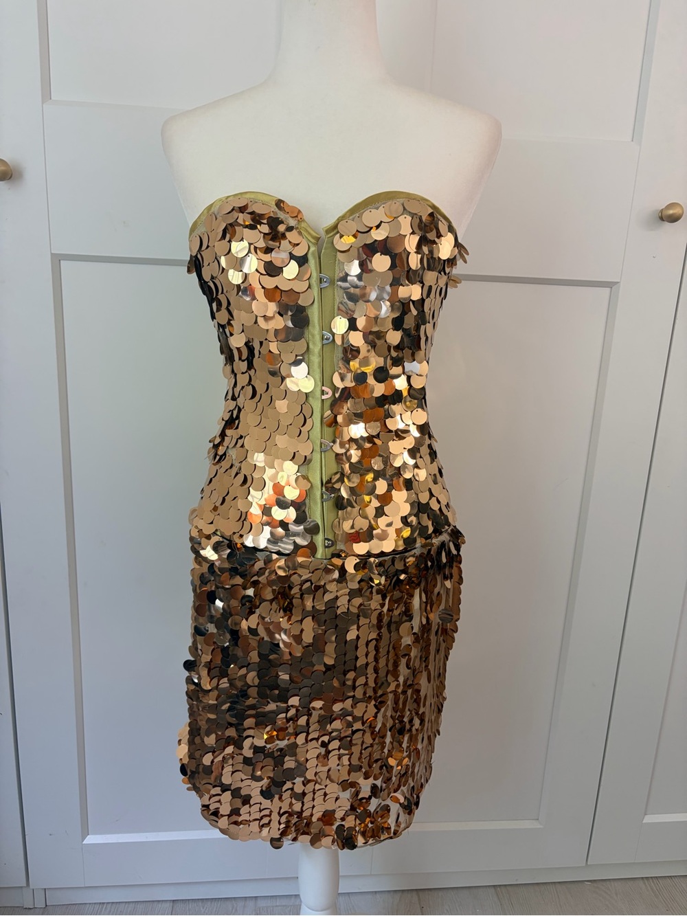 Gold Sequin Corset and Matching Skirt | S